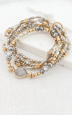 Grey Layered Bracelet -  Gold