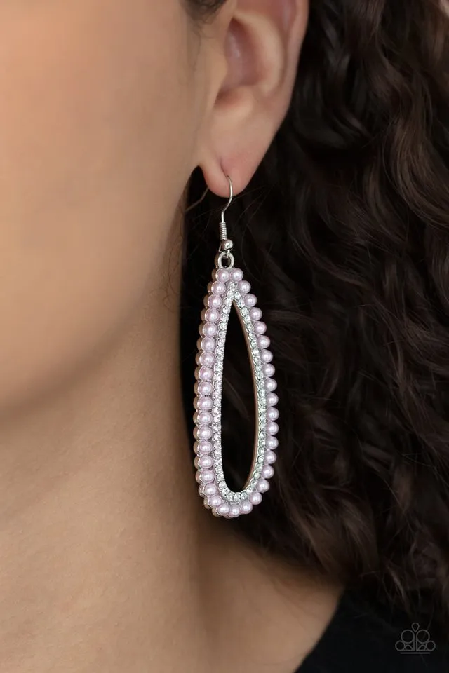 Paparazzi Earring ~ Glamorously Glowing - Pink