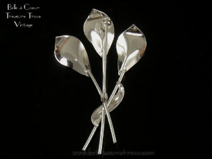 Sterling Silver Calla Lily Brooch C.R. Co. (Reis Co.) Vintage Retro